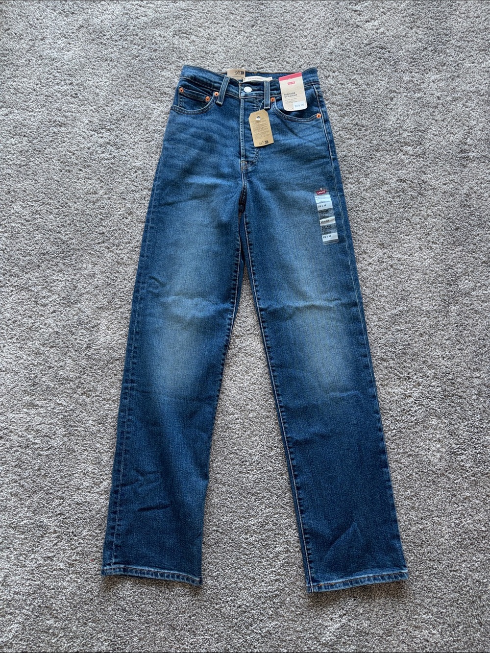 Levi’s Ribcage Full Length Jeans W25 L32 Dark Wash NWT